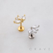 MULTI CZ ROUND MARQUISE FAN ARCH LINE THREADLESS (PUSH IN) 316L SURGICAL STEEL LABRET SET